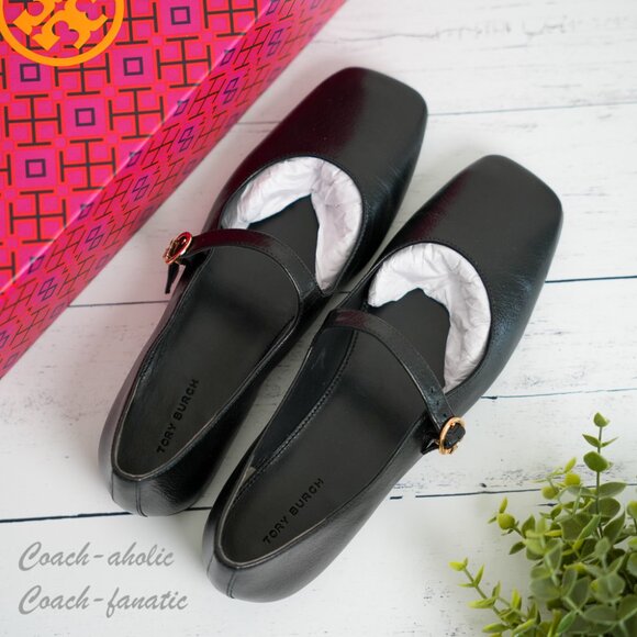 NIB Tory Burch Selby Mary Jane Ballet Leather Flats in Black - Picture 2 of 10